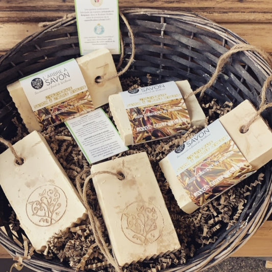 Tranche de savon artisanale 100% Huile d'Olive avec Cordelette en Sisal - L'Arbre à Savon