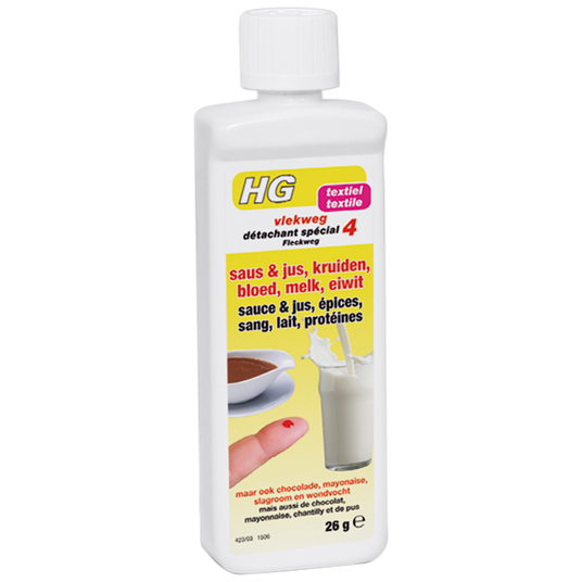Détachant du linge N°4 : Herbe, Chocolat, Sauces & Jus, Epices, Sang, Lait, Protéines,... - HG - 50ml