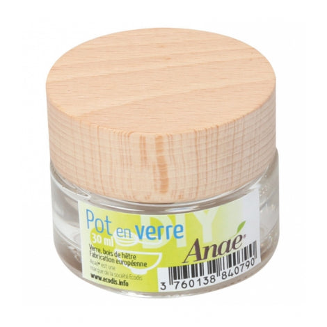 Pot en verre hermétique avec bouchon en hêtre écologique & économique - Anaé