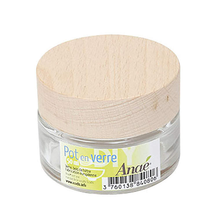 Pot en verre hermétique avec bouchon en hêtre écologique & économique - Anaé